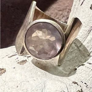 Quartz Stone in Solid Sterling Silver Ring